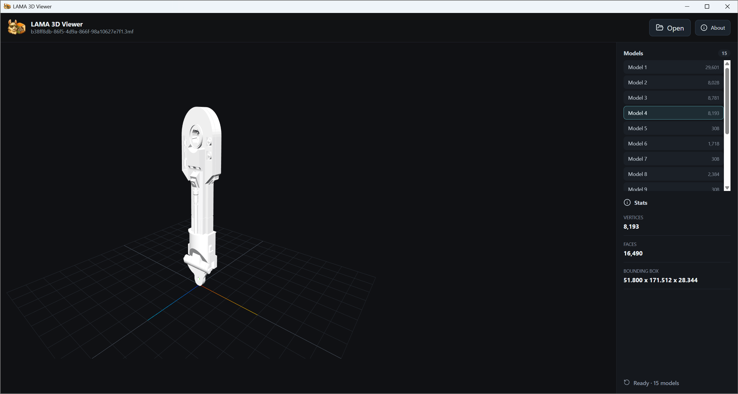 LAMA 3D Viewer - Model Statistics